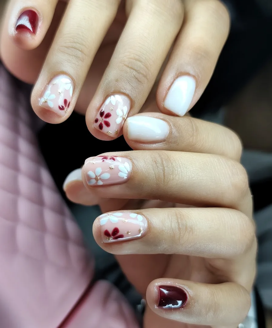 Blanco con flores pintadas a mano